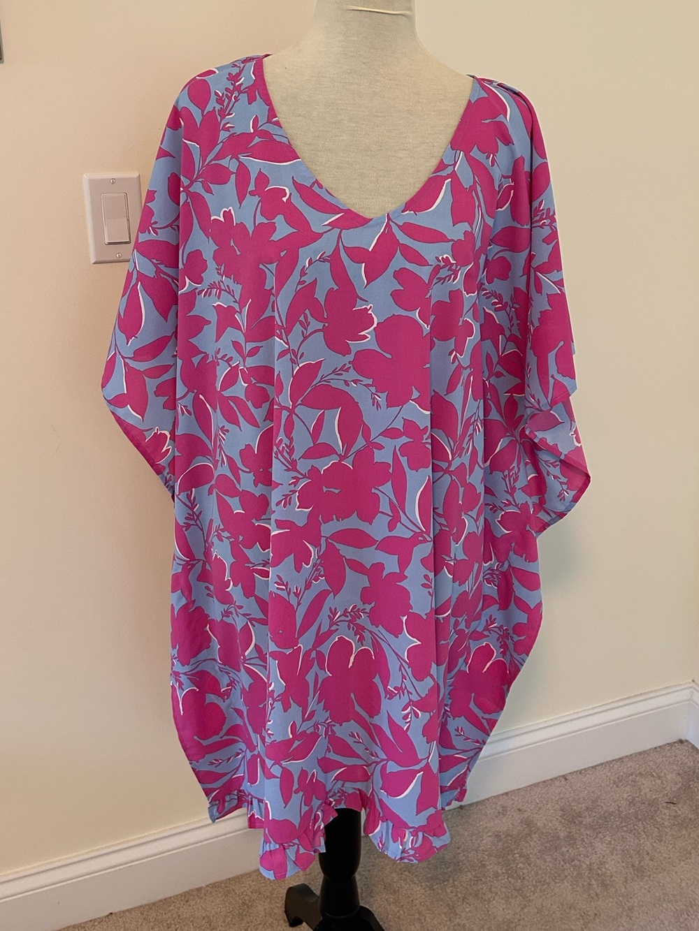 Meet Me in Santorini Orchid Palms dress tunic beac cover up blue pink resortwear